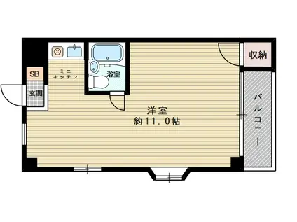 阪急電鉄京都線 相川駅 徒歩4分 5階建 築38年(ワンルーム/4階)の間取り写真