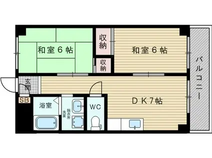 リアライズ上新庄(2DK/1階)の間取り写真