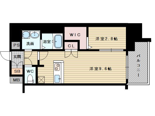 プレサンスNEO上新庄PRIMECRUIS(1LDK/13階)の間取り写真