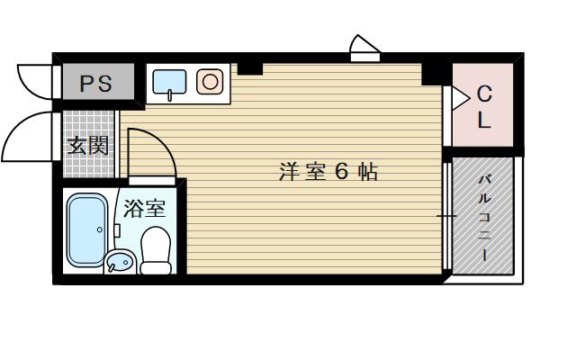 阪急電鉄京都線 上新庄駅 徒歩14分 3階建 築37年(ワンルーム/2階)の間取り写真
