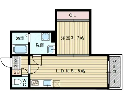 ハーモニーテラスREN相川(1LDK/2階)の間取り写真