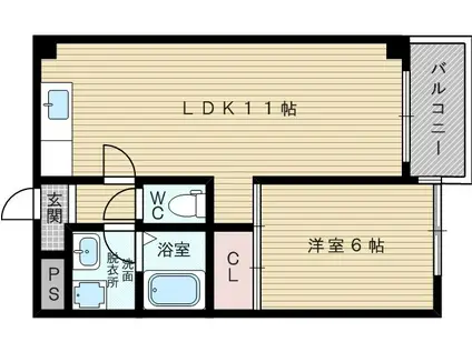レクシア上新庄(1LDK/6階)の間取り写真