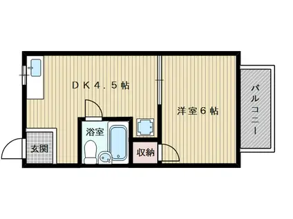 第二植原マンション(1K/4階)の間取り写真