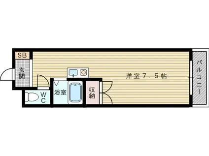 大阪市今里筋線 だいどう豊里駅 徒歩6分 4階建 築35年(1K/3階)の間取り写真