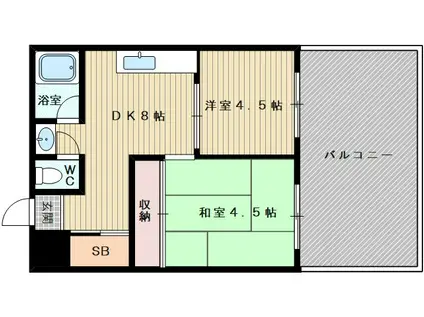 シャンボール淀川(2DK/3階)の間取り写真