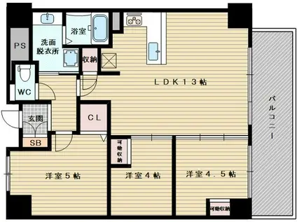ハーティー忍ヶ丘(3LDK/5階)の間取り写真
