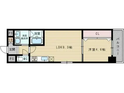 セノアタワー新大阪(1LDK/5階)の間取り写真