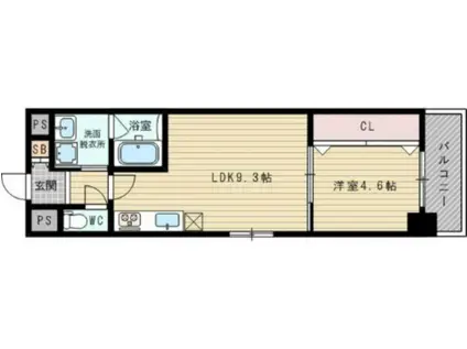 セノアタワー新大阪(1LDK/3階)の間取り写真