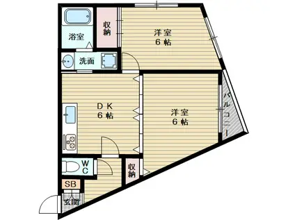 カルムⅡ(2DK/2階)の間取り写真
