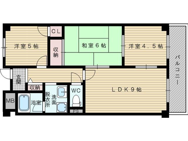 久光マンション(3LDK/1階)の間取り写真