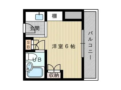 阪急電鉄千里線 下新庄駅 徒歩3分 6階建 築52年(ワンルーム/4階)の間取り写真