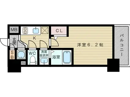 エスリード新大阪ヴェルデ(1K/12階)の間取り写真