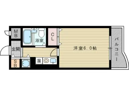 メロディーハイム淡路(1K/3階)の間取り写真