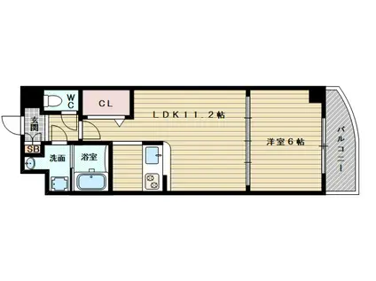 阪急電鉄千里線 柴島駅 徒歩9分 9階建 築22年(1LDK/5階)の間取り写真