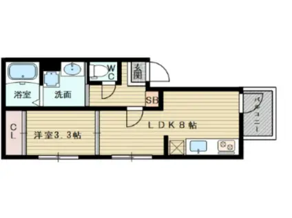 パークテラス淡路(1LDK/2階)の間取り写真