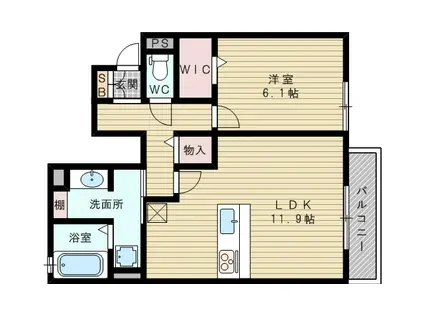 クローバーハイツ(1LDK/1階)の間取り写真