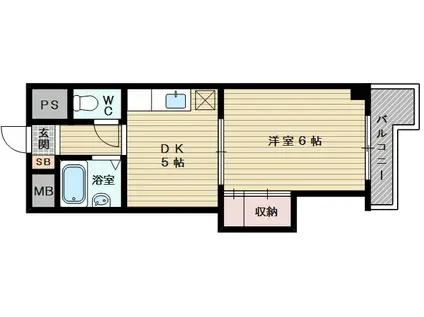 瑞光グランドハイツ北(1DK/3階)の間取り写真