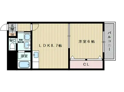 東海道・山陽新幹線 新大阪駅 徒歩11分 16階建 築37年(1LDK/3階)の間取り写真