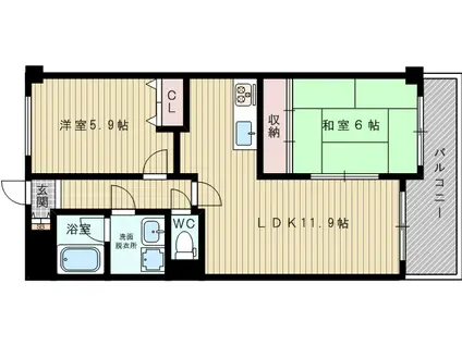 グランドアーバン(2LDK/5階)の間取り写真
