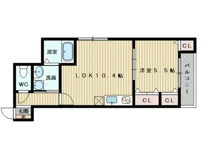 フジパレス上新庄東(1LDK/1階)の間取り写真