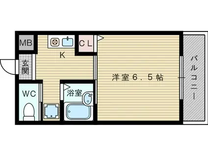 ジョイアキタノ(1K/3階)の間取り写真