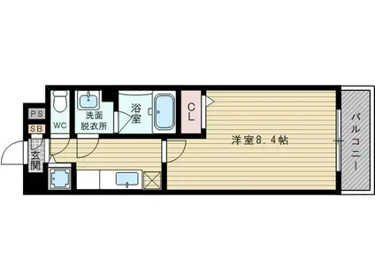 ベルマノワール(1K/2階)の間取り写真