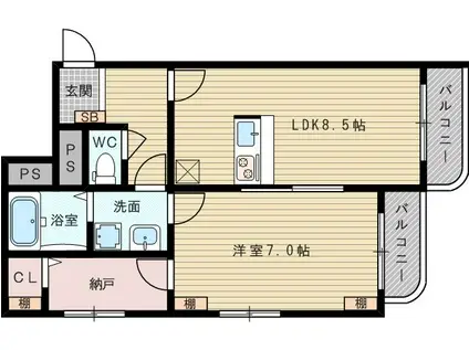 フラワービル(1LDK/5階)の間取り写真