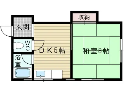 阪急電鉄京都線 上新庄駅 徒歩14分 4階建 築43年(1DK/4階)の間取り写真