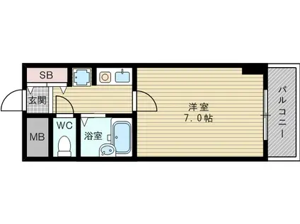 シティーアーク東淀川(1K/2階)の間取り写真