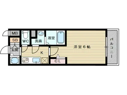 エスリード新大阪ザ・プレミアウエスト(1K/6階)の間取り写真