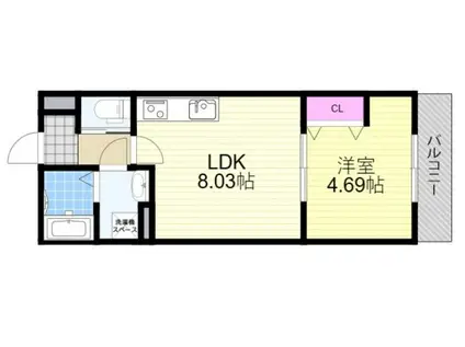 プレシャス大桐(1LDK/2階)の間取り写真