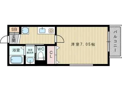 モノトーン淡路(1K/4階)の間取り写真