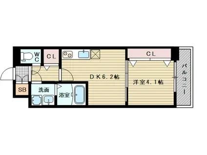 スプランディッド新大阪イースト(1DK/3階)の間取り写真