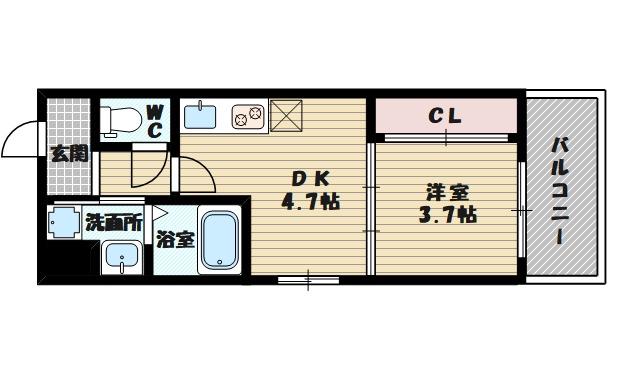 ELSIA SHINOSAKA(1DK/7階)の間取り写真
