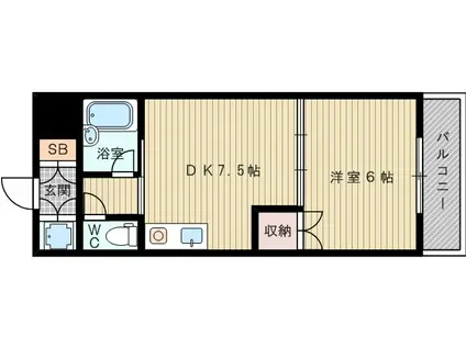 おおさか東線 ＪＲ淡路駅 徒歩12分 14階建 築29年(1DK/12階)の間取り写真