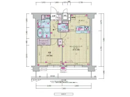 プレサンス東淀川駅前プローシェ(1LDK/15階)の間取り写真