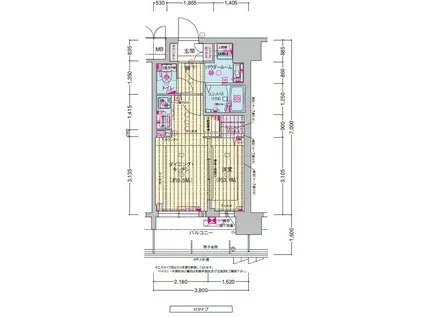 プレサンス東淀川駅前プローシェ(1DK/10階)の間取り写真