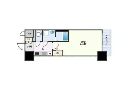 エスリード新大阪ザ・プレミアイースト(1K/12階)の間取り写真