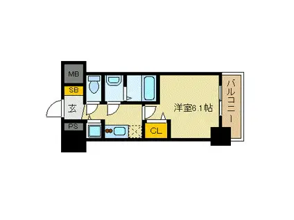 プレサンス新大阪ザシティ(1K/2階)の間取り写真