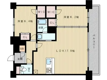 セノアタワー新大阪(2LDK/13階)の間取り写真