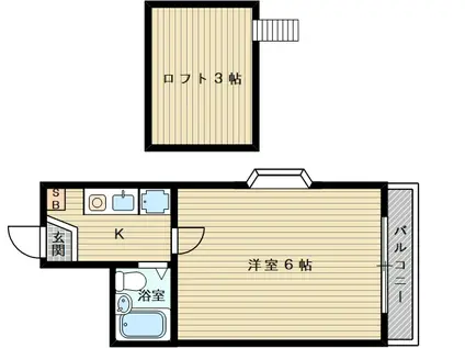 プルス相川(1K/1階)の間取り写真
