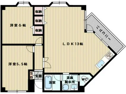 ハイツサンロイヤル(2LDK/5階)の間取り写真