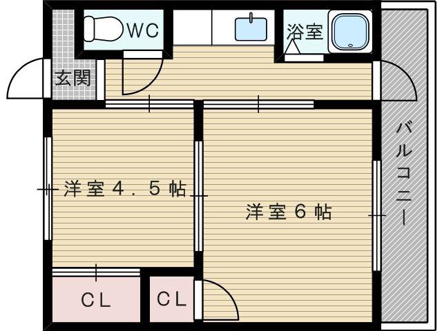 グレースマンション(2K/1階)の間取り写真