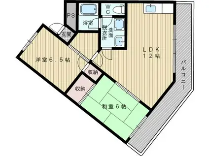 おおさか東線 ＪＲ淡路駅 徒歩8分 9階建 築38年(2LDK/9階)の間取り写真