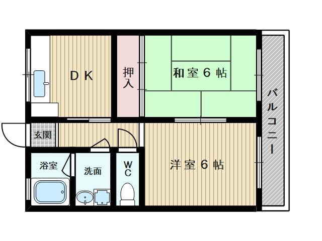 上田マンション(2DK/4階)の間取り写真