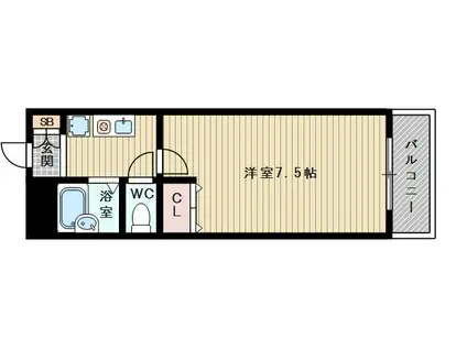 阪急電鉄京都線 淡路駅 徒歩7分 4階建 築30年(1K/1階)の間取り写真