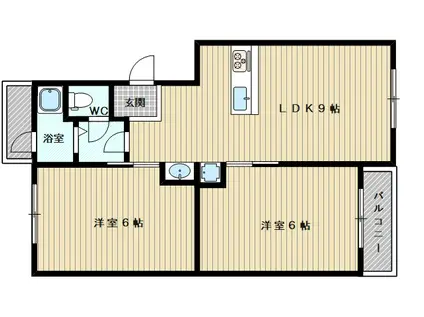 下新庄コーポ(2LDK/4階)の間取り写真