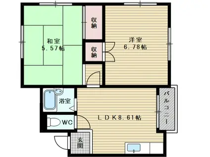 ウエストハイツ(2DK/4階)の間取り写真