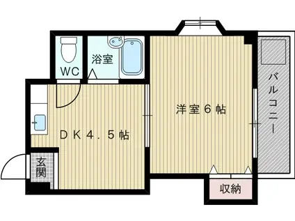 大阪市今里筋線 だいどう豊里駅 徒歩8分 4階建 築32年(1DK/3階)の間取り写真