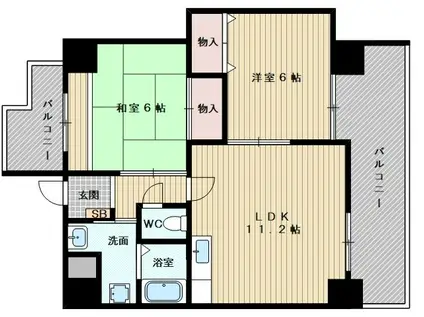 大阪市今里筋線 瑞光四丁目駅 徒歩14分 7階建 築31年(2LDK/1階)の間取り写真
